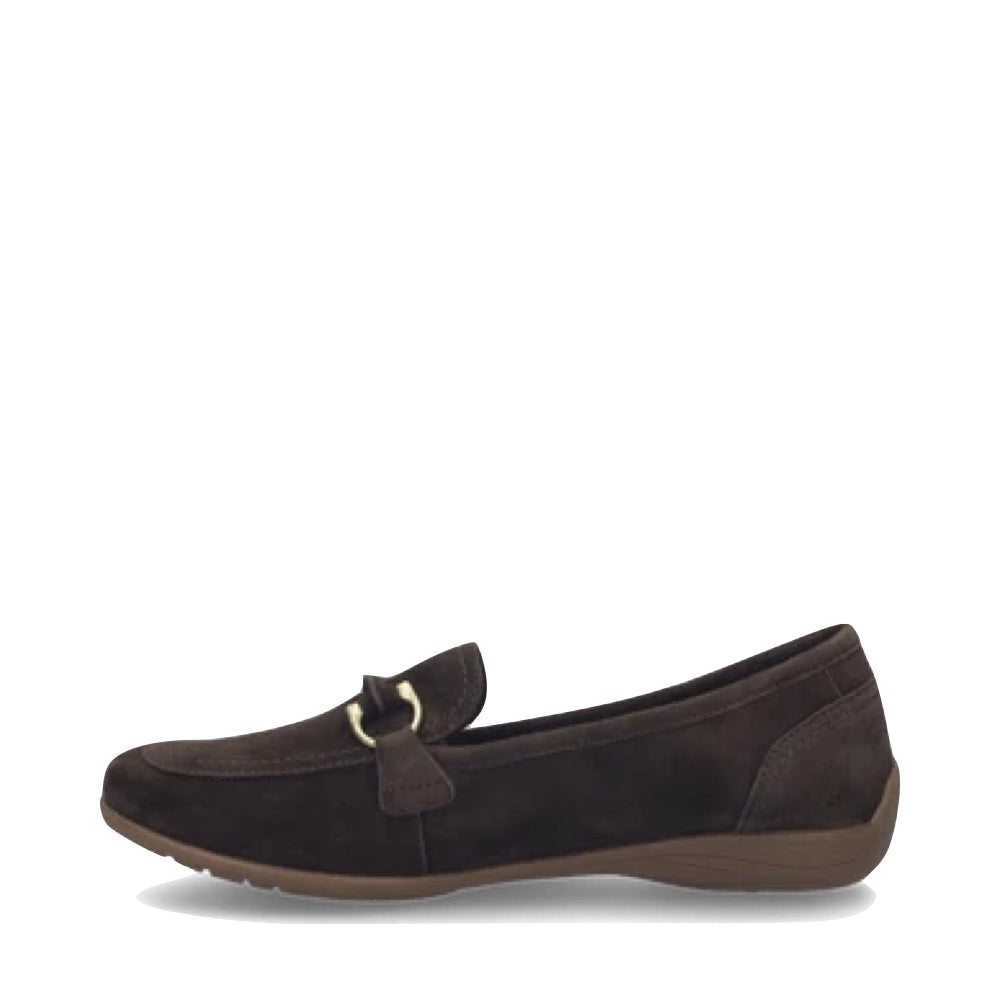 Side (left) view of Josef Seibel Fenja 34 Suede Bit Loafer for women.