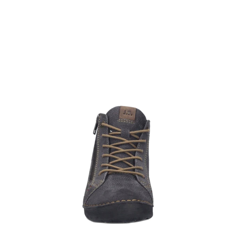 Front view of Josef Seibel Fergey 67 Side Zip Lace Boot for women.
