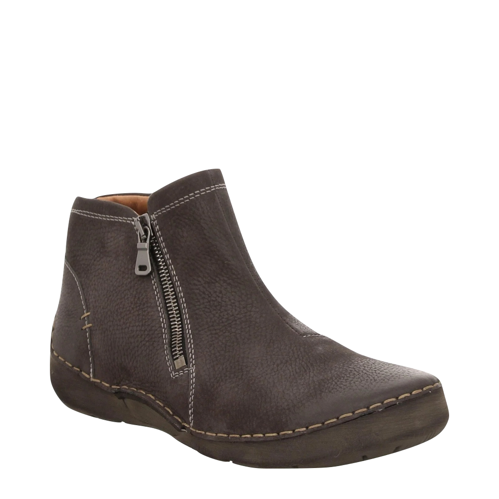 Josef Seibel Women's Fergey 94 Dual Side Zip Nubuck Leather Boot in Titan Grey