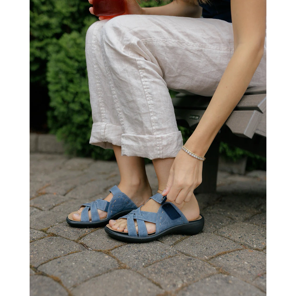 Model view of Josef Seibel Ibiza 99 Slide Sandal for women.