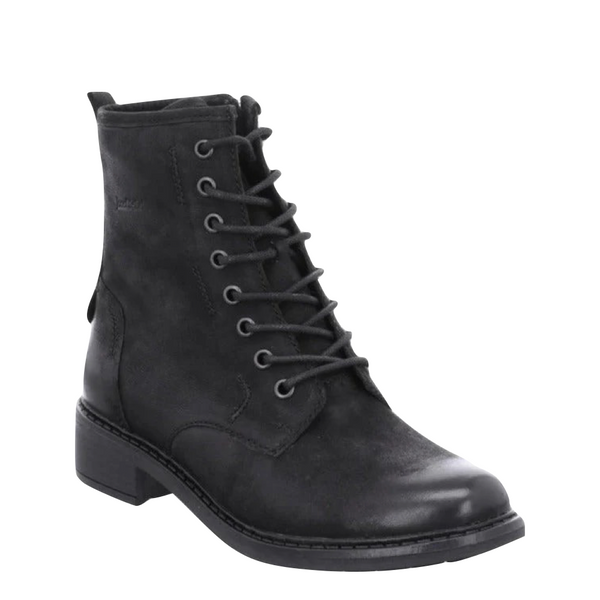 Josef Seibel Women's Selena 06 Side Zip Leather Lace Boot in Black
