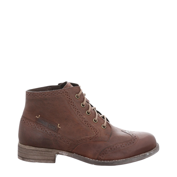 Josef Seibel Women's Sienna 74 Leather Side Zip Lace Wing Tip Boot in Camel