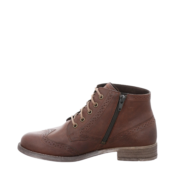 Josef Seibel Women's Sienna 74 Leather Side Zip Lace Wing Tip Boot in Camel