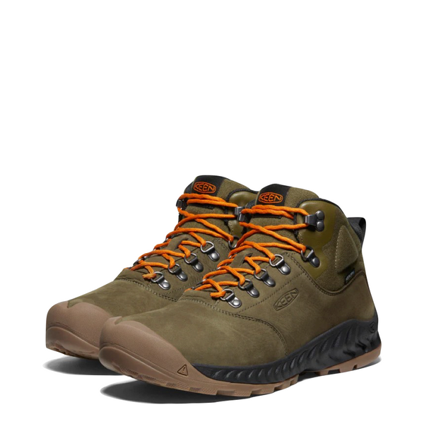 KEEN Men's NXIS Explorer Waterproof Boot in Dark Olive/Black