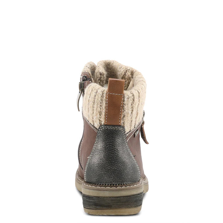 Spring Step Women's Khazera Side Zip Waterproof Lace Boot in Brown