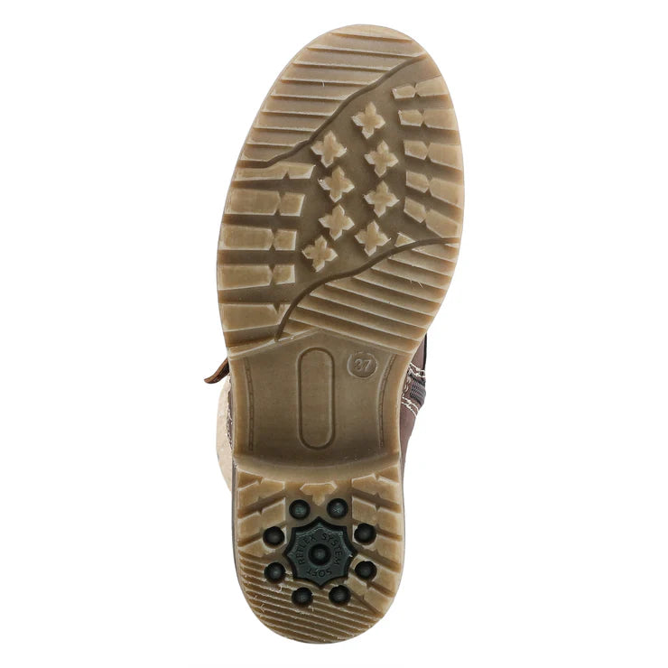 Spring Step Women's Khazera Side Zip Waterproof Lace Boot in Brown