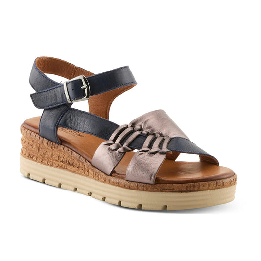 Spring Step Women's Kirra Wedge Sandal in Navy Multi