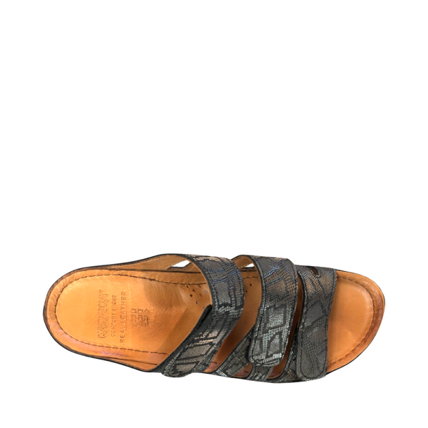 Karyoka Women's 3 Band Wedge Slide Sandal (Grey)