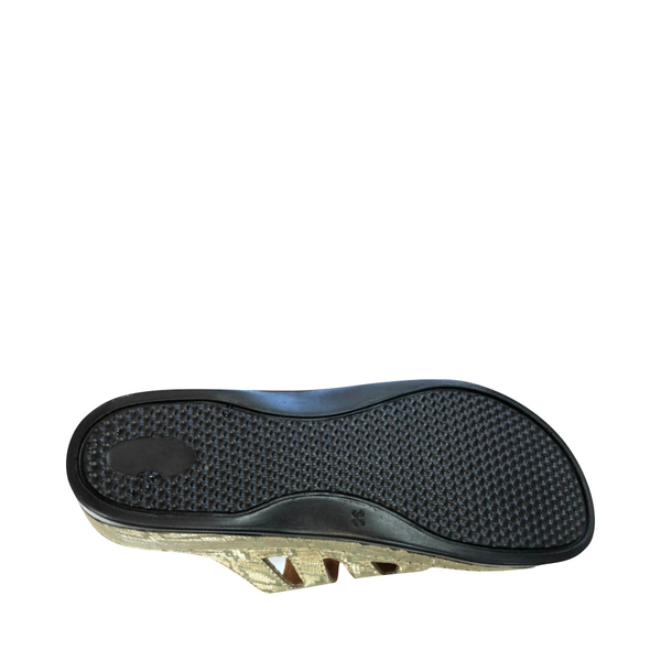 Karyoka Women's 3 Band Wedge Slide Sandal (Grey)