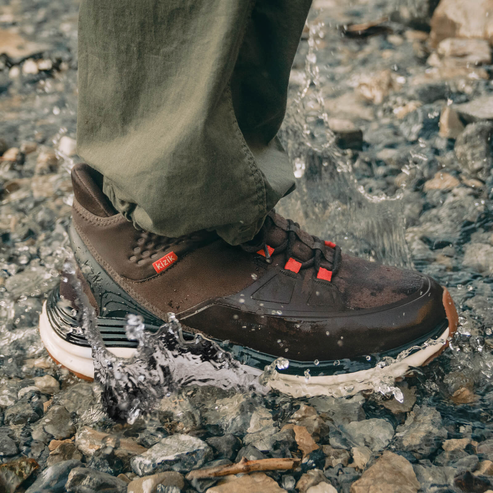 Model view of Kizik London AT Mid Waterproof Sneaker for men.