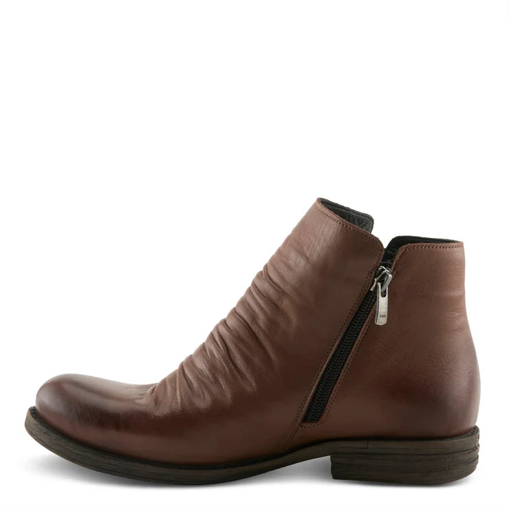 Spring Step Women's Marquis Double Side Zip Rouched Front Boot in Chocolate Brown