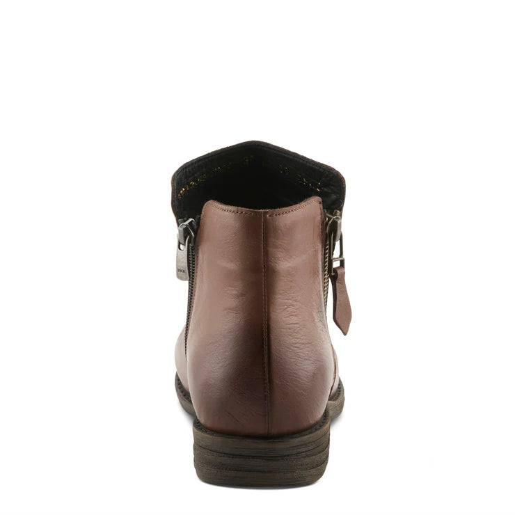 Spring Step Women's Marquis Double Side Zip Rouched Front Boot in Chocolate Brown