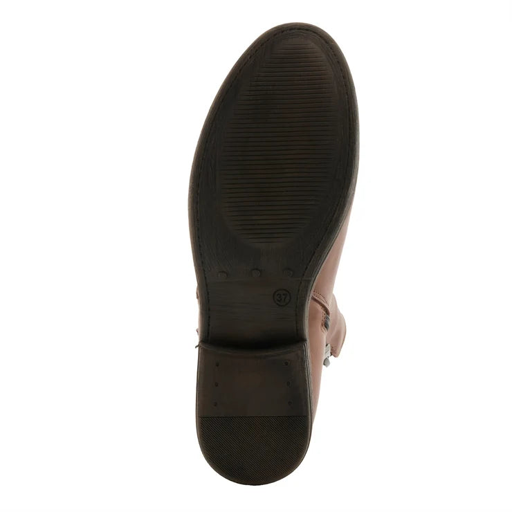 Spring Step Women's Marquis Double Side Zip Rouched Front Boot in Chocolate Brown