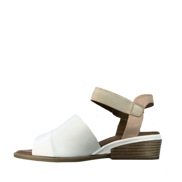 Mago Women's Leather Dress Wedge Sandal (White)