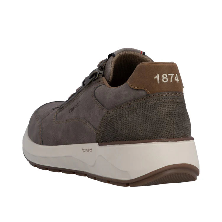 Rieker Men's Bruce 04 Sneaker in Pfeffer/Kaffee Brown