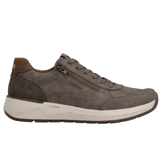 Rieker Men's Bruce 04 Sneaker in Pfeffer/Kaffee Brown