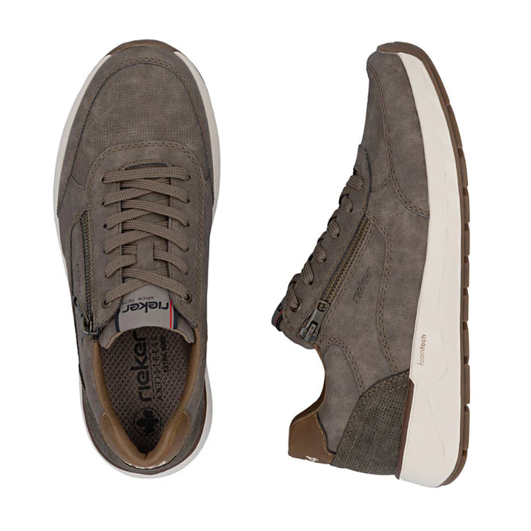 Rieker Men's Bruce 04 Sneaker in Pfeffer/Kaffee Brown