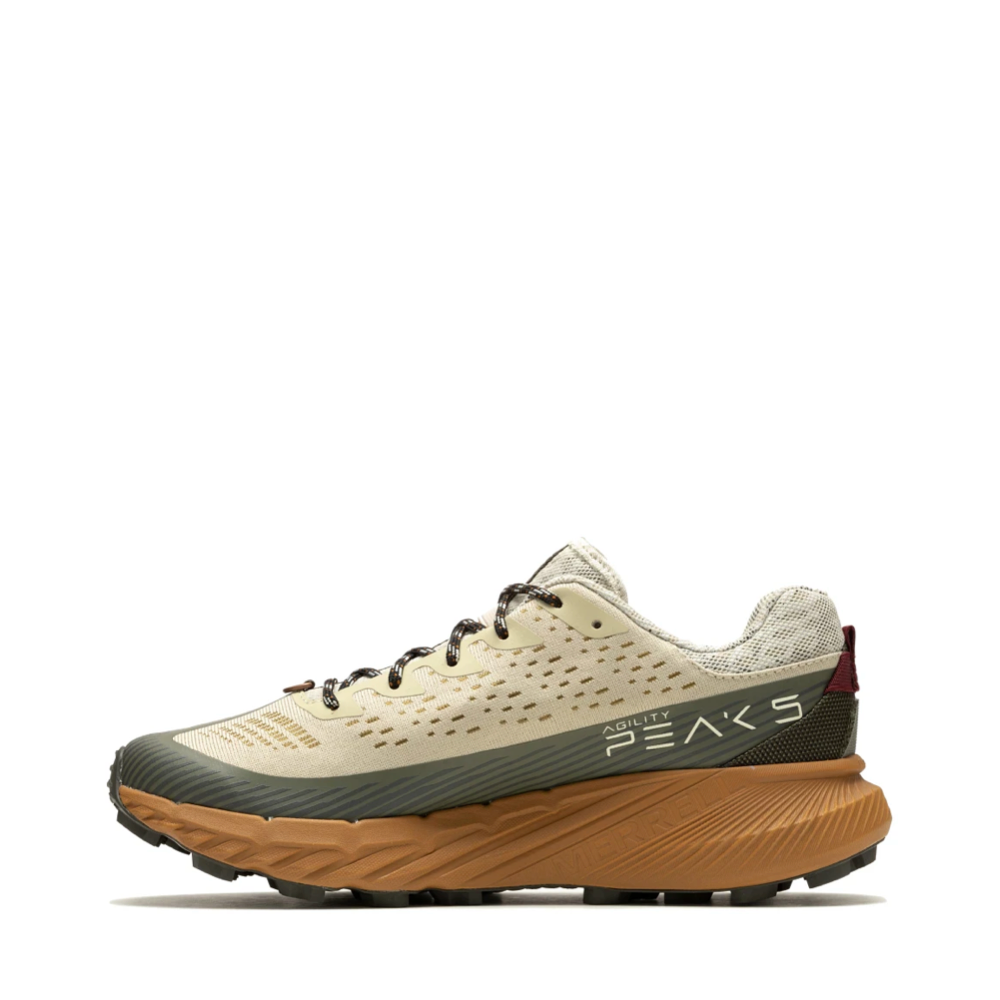Side (left) view of Merrell Agility Peak 5 Trail Sneaker for men.