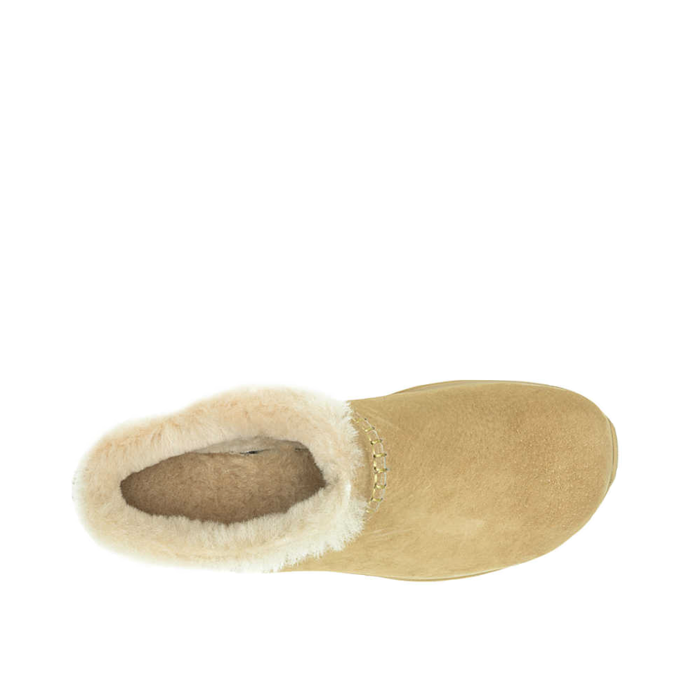 Top-down view of Merrell Encore Ice 5 Waterproof Suede Leather Clog for women.