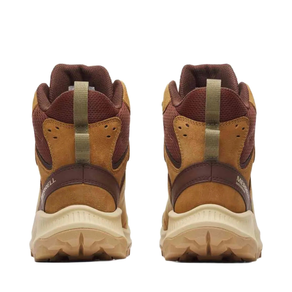 Back view of Merrell Speed Strike 2 Leather Thermo Mid Waterproof Boot for women.
