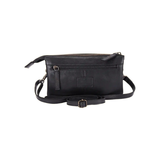 Back view of Milo Brisa Leather Crossbody Bag in black.