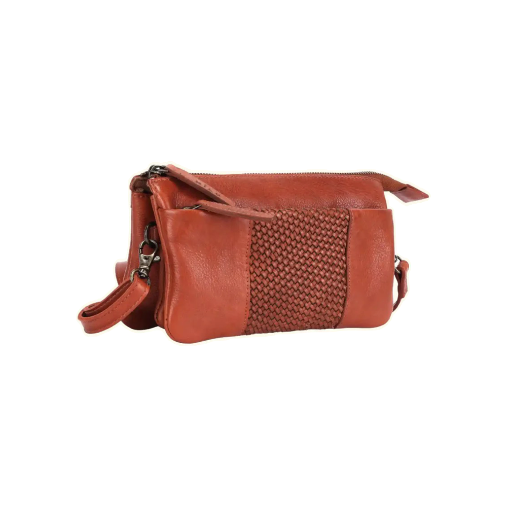 Front view of Milo Brisa Leather Crossbody Bag in cognac.