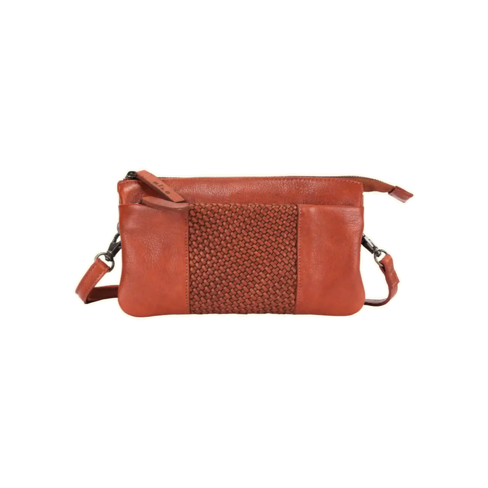 Front view of Milo Brisa Leather Crossbody Bag in cognac.