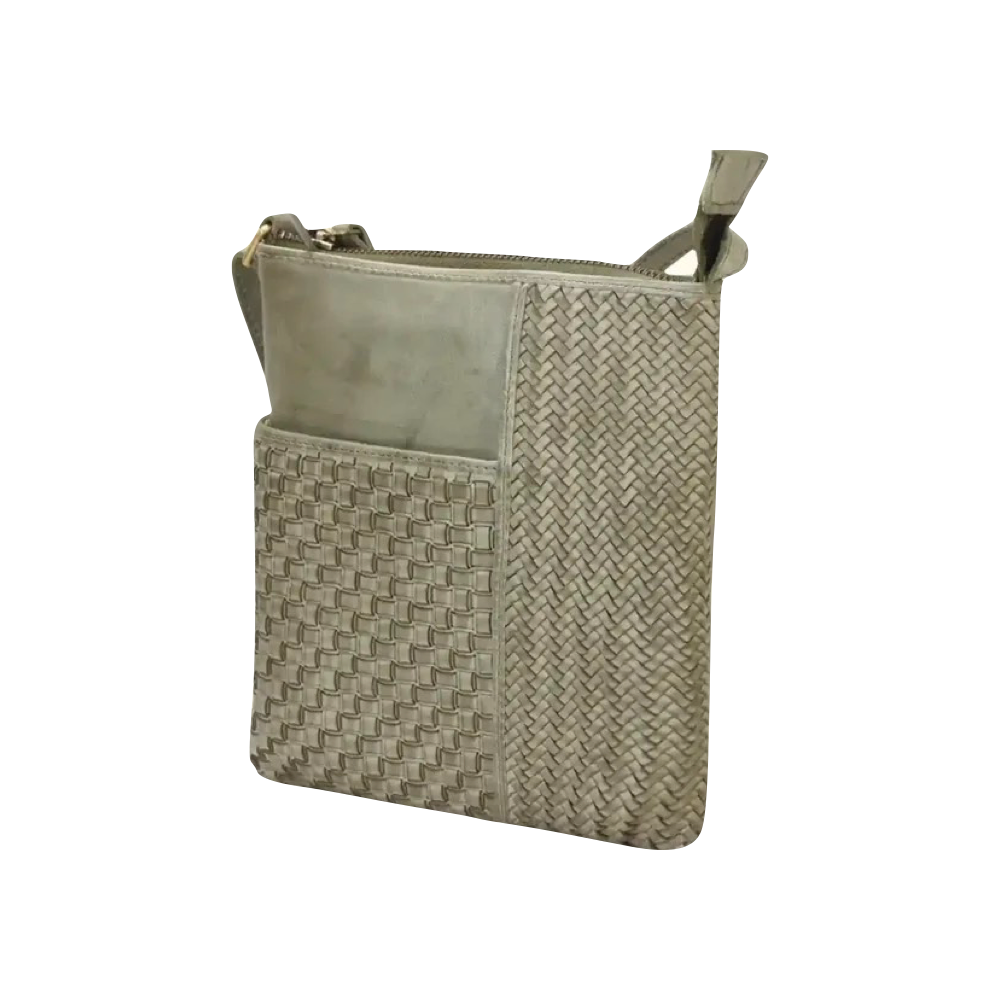 Front view of Milo Pixie Leather Crossbody Bag in olive.