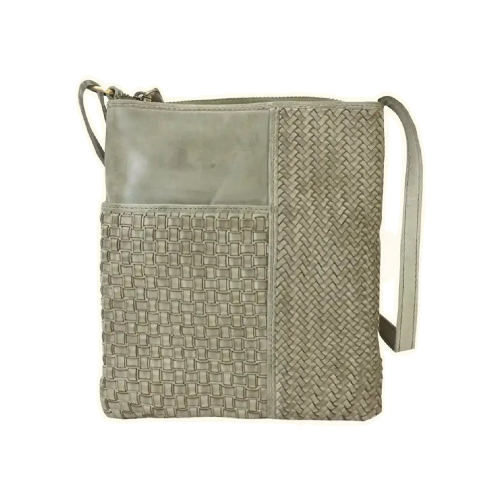 Front view of Milo Pixie Leather Crossbody Bag in olive.