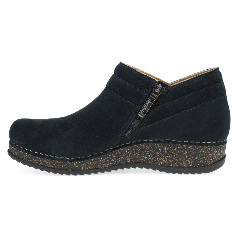 Dansko Women's Muriel Side Zip Suede Shootie in Black