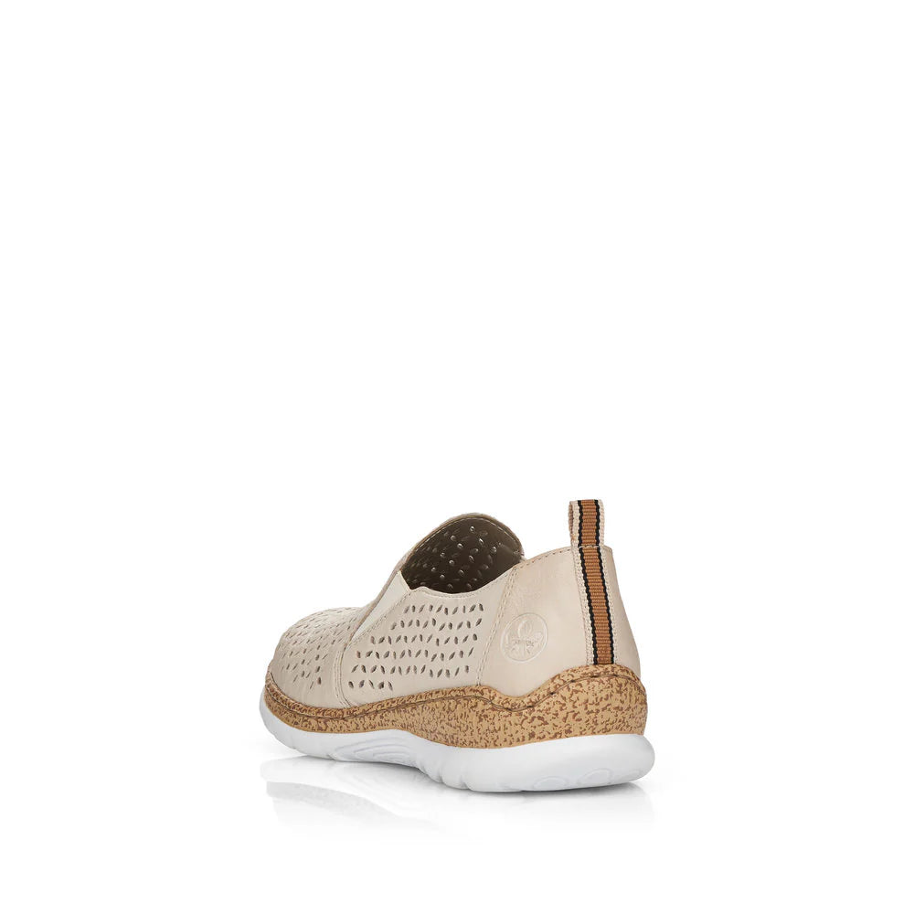 Rieker Women's Nikita 51 Perfed Slip On in Cream