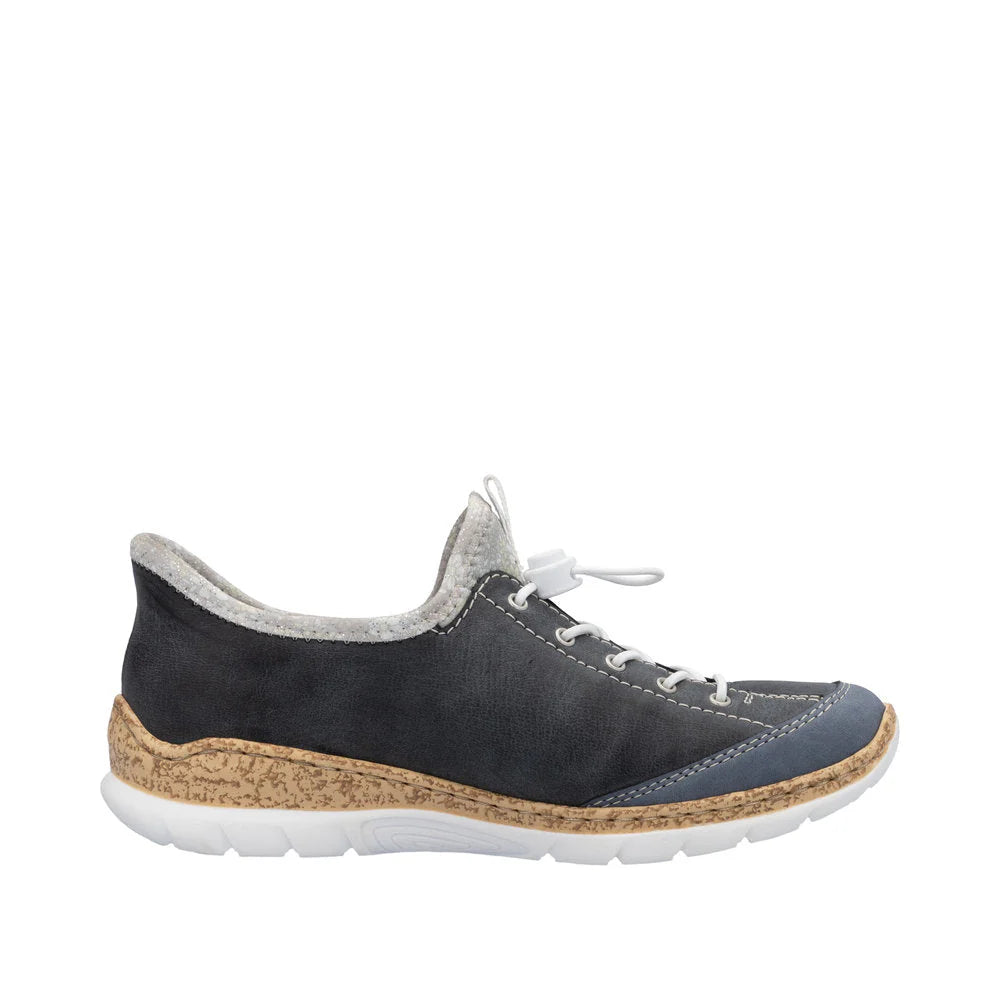 Rieker Women's Rieker Nikita F2 Bungee Closure Slip On in Navy Lightblue/Atlantic/Silverflower