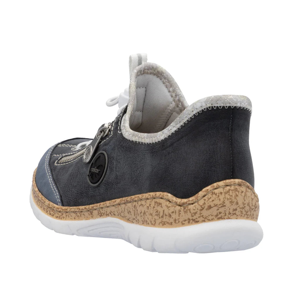 Rieker Women's Rieker Nikita F2 Bungee Closure Slip On in Navy Lightblue/Atlantic/Silverflower