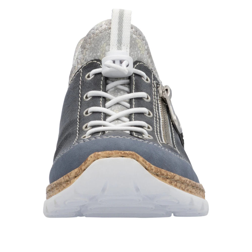 Rieker Women's Rieker Nikita F2 Bungee Closure Slip On in Navy Lightblue/Atlantic/Silverflower