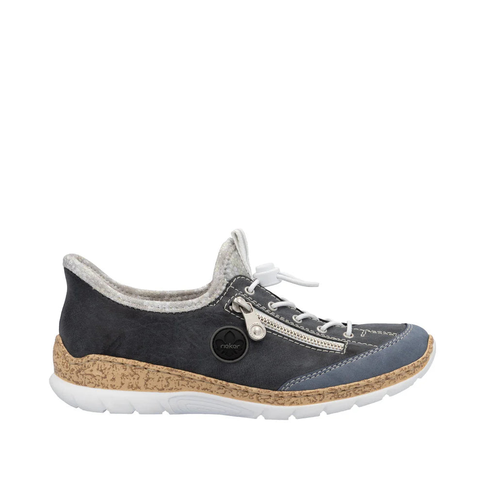 Rieker Women's Rieker Nikita F2 Bungee Closure Slip On in Navy Lightblue/Atlantic/Silverflower