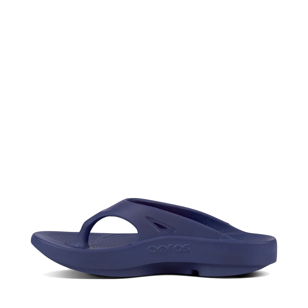 Side (left) view of OOfos OOriginal Thong Sandal. 