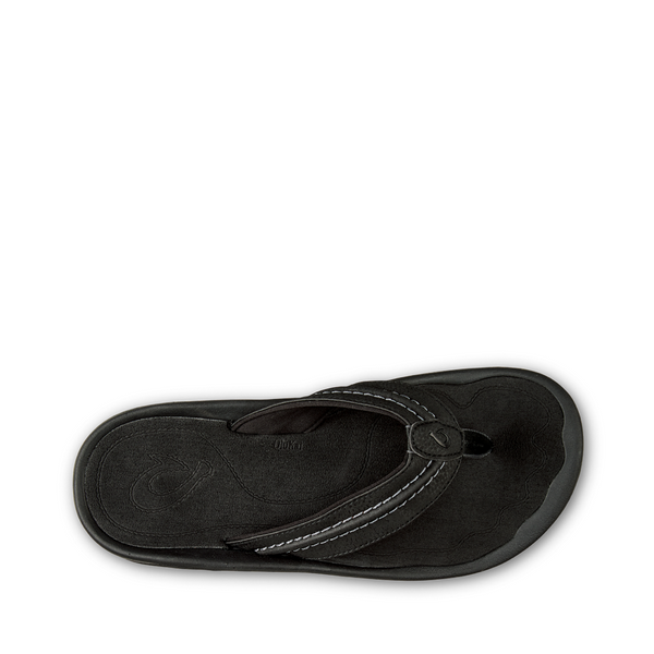 OluKai Men's Hokua Thong Sandal in Black/Dark Shadow