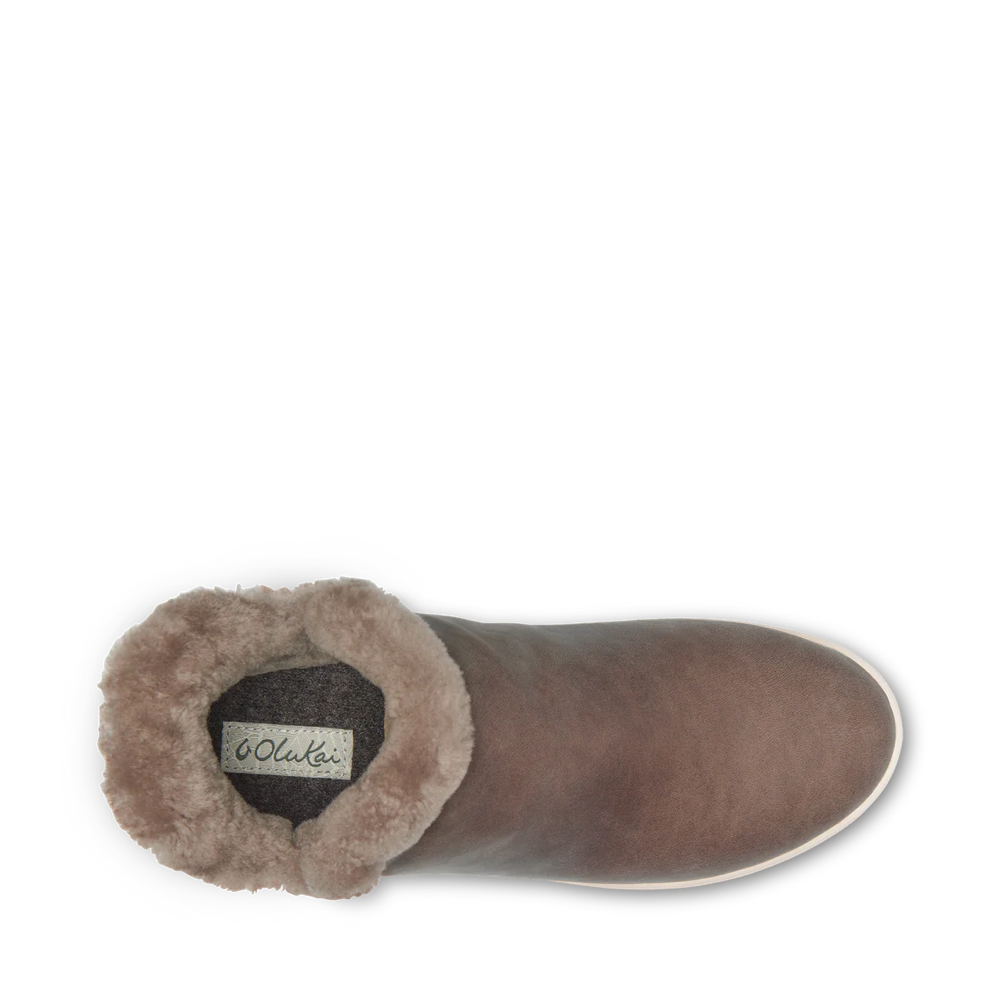 Top-down view of OluKai Malua Hulu Waterproof Nubuck Slip On Bootie for women.