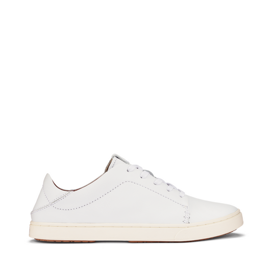 OluKai Women's Pehuea Lī ‘Ili Leather Sneaker in White