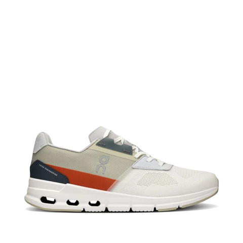 On Men's Cloudrift Running Sneaker in Undyed White/Flame