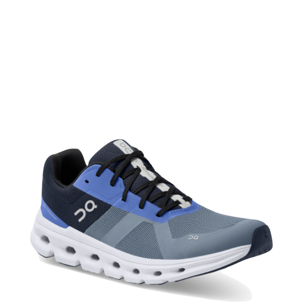 On Men's Cloudrunner Sneaker in Metal/Midnight