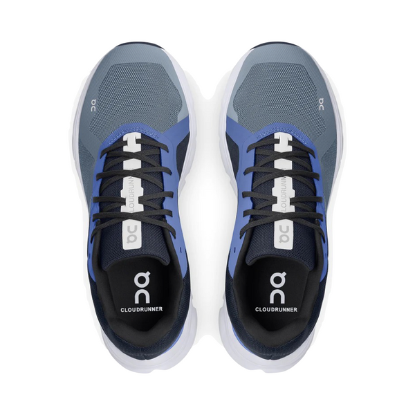 On Men's Cloudrunner Sneaker in Metal/Midnight