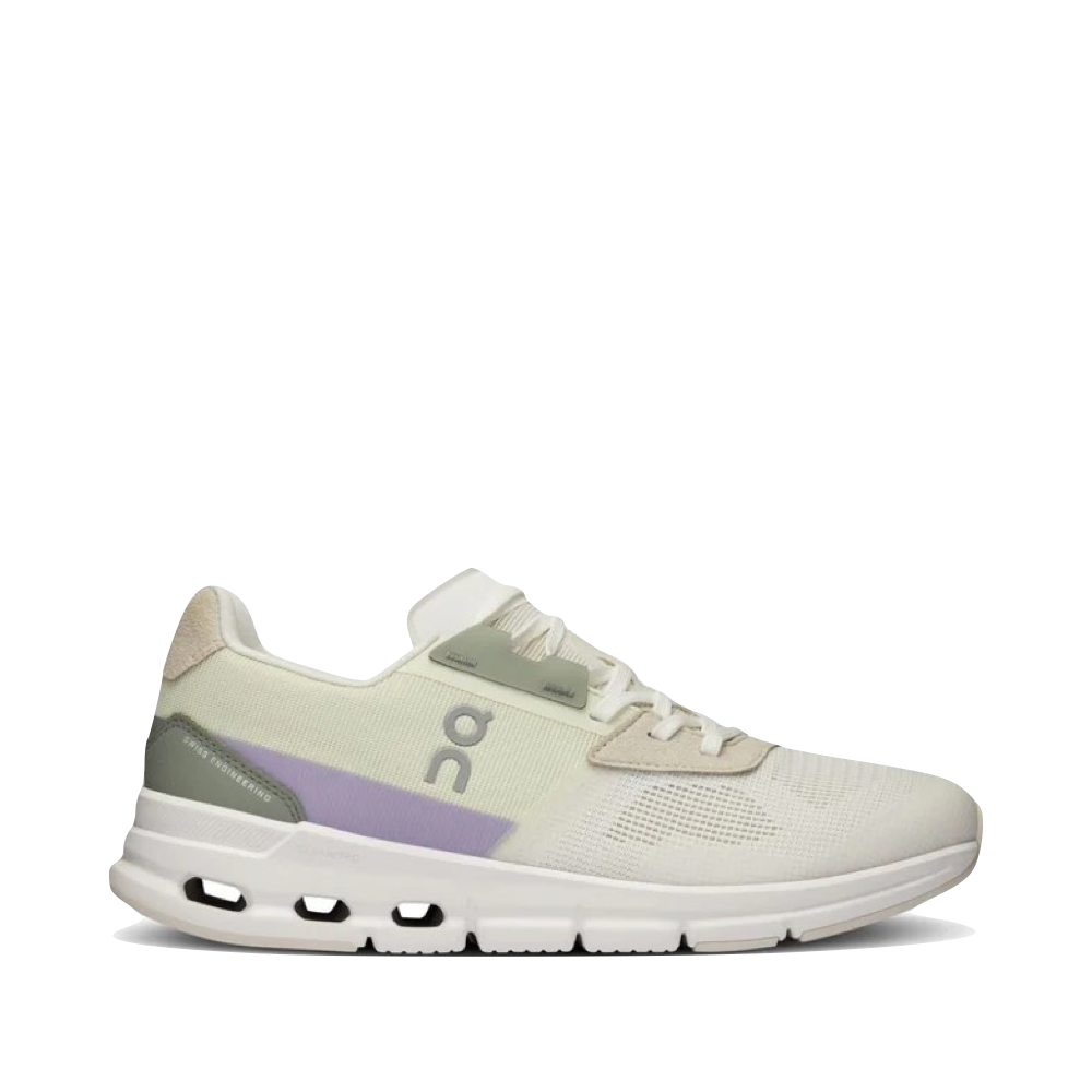 On Women's Cloudrift Running Sneaker in Undyed White/Wisteria
