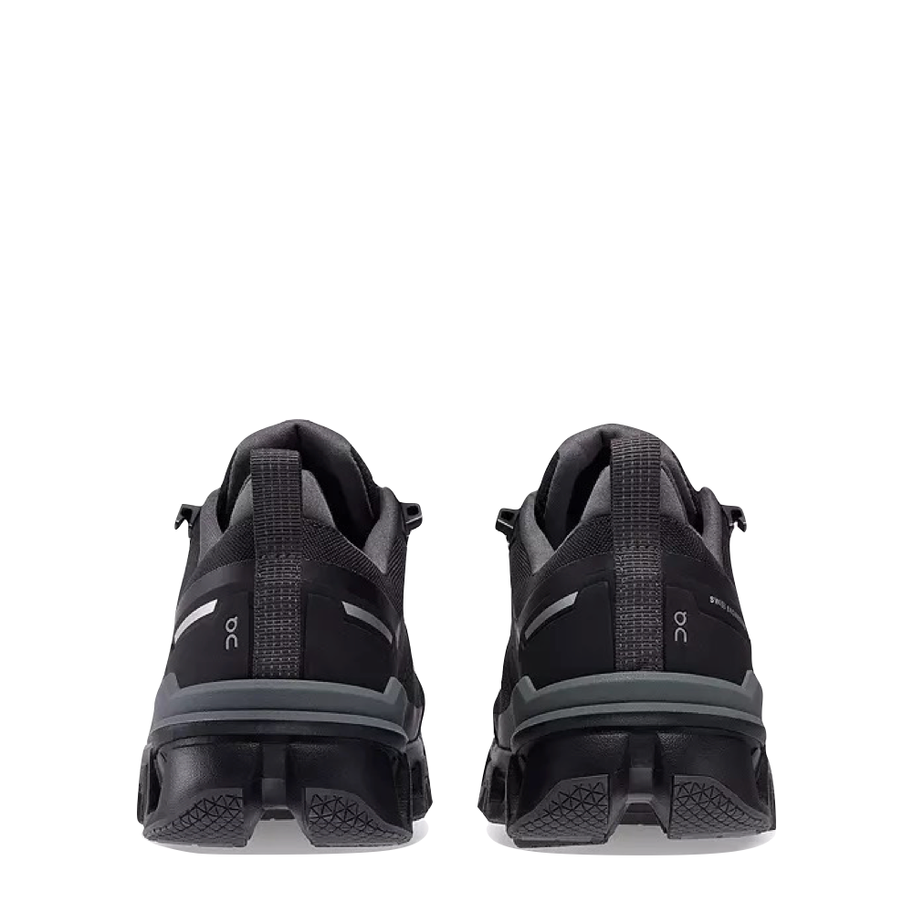 Back view of On Cloudwander Waterproof Low Hiking Shoe for women.
