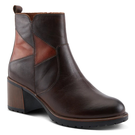 Spring Step Women's Patchpower Side Zip Boot in Dark Brown Multi