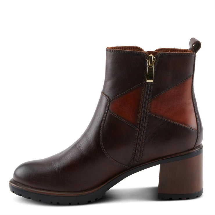 Spring Step Women's Patchpower Side Zip Boot in Dark Brown Multi
