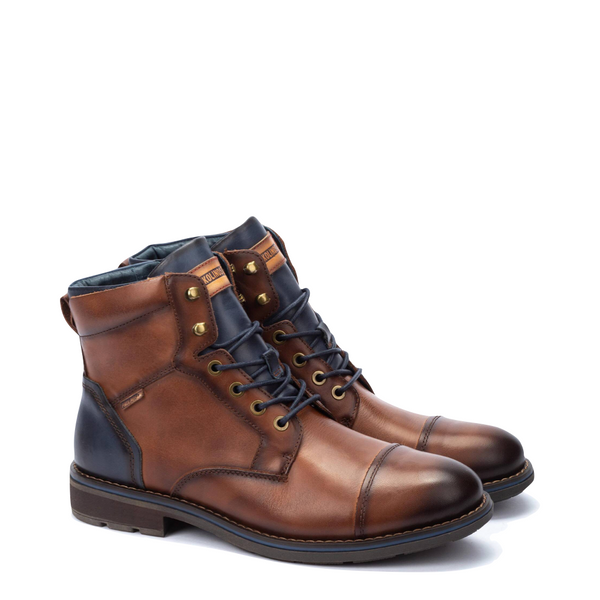 Pikolinos Men's York Two Tone Leather Lace Boot in Cuero
