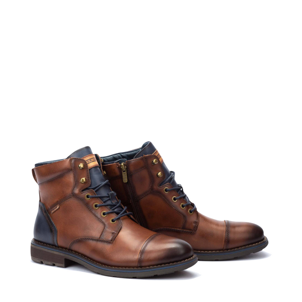 Pikolinos Men's York Two Tone Leather Lace Boot in Cuero