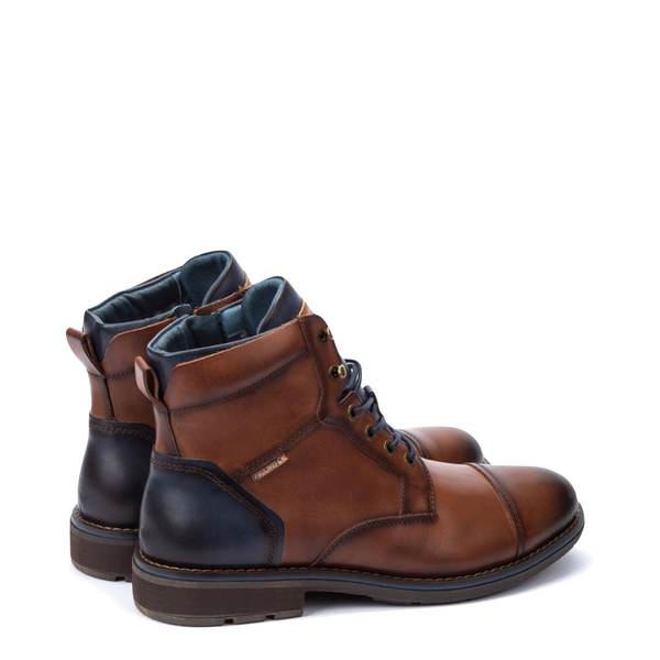 Pikolinos Men's York Two Tone Leather Lace Boot in Cuero