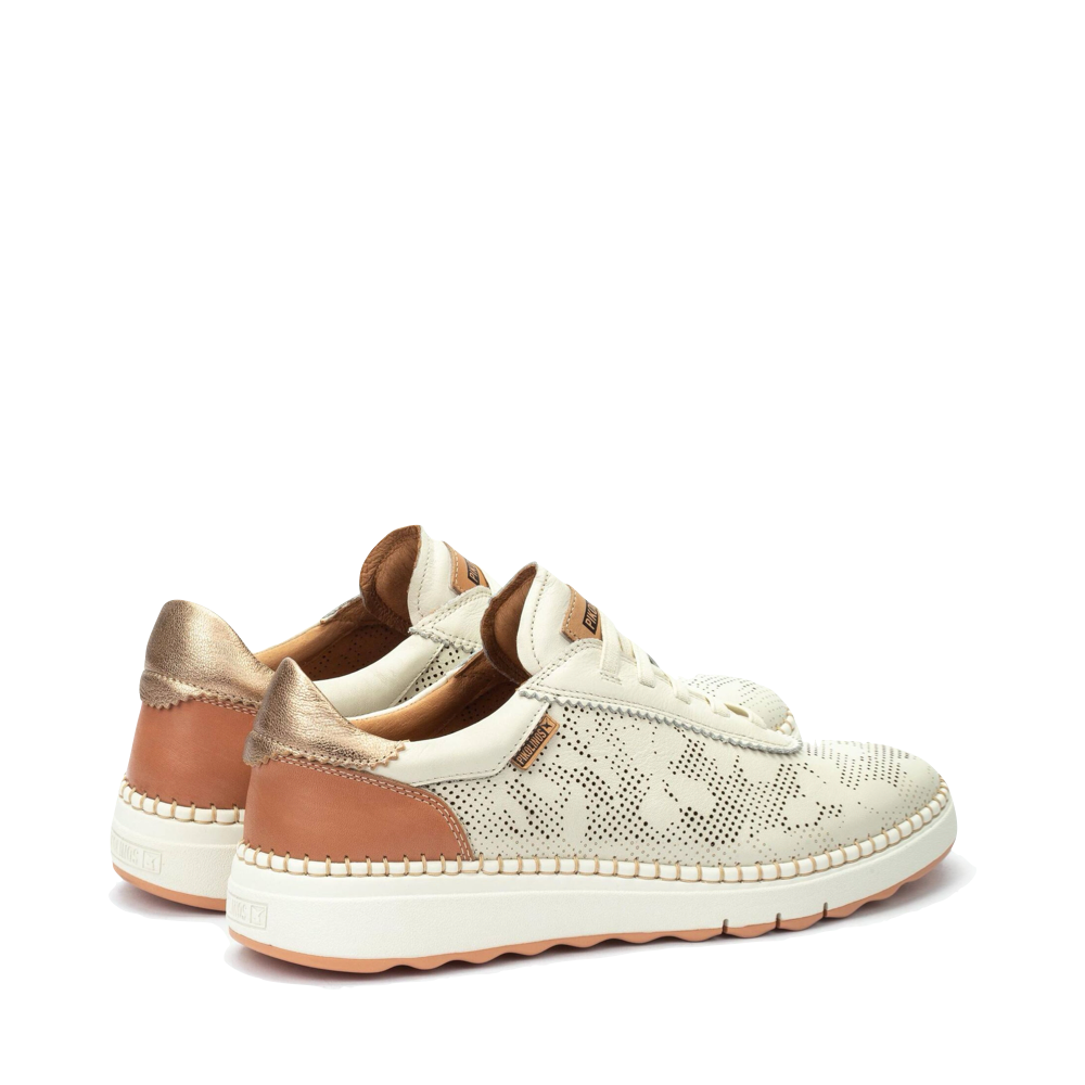 Heel view of Pikolinos Arenas Perfed Leather Sneaker for women.